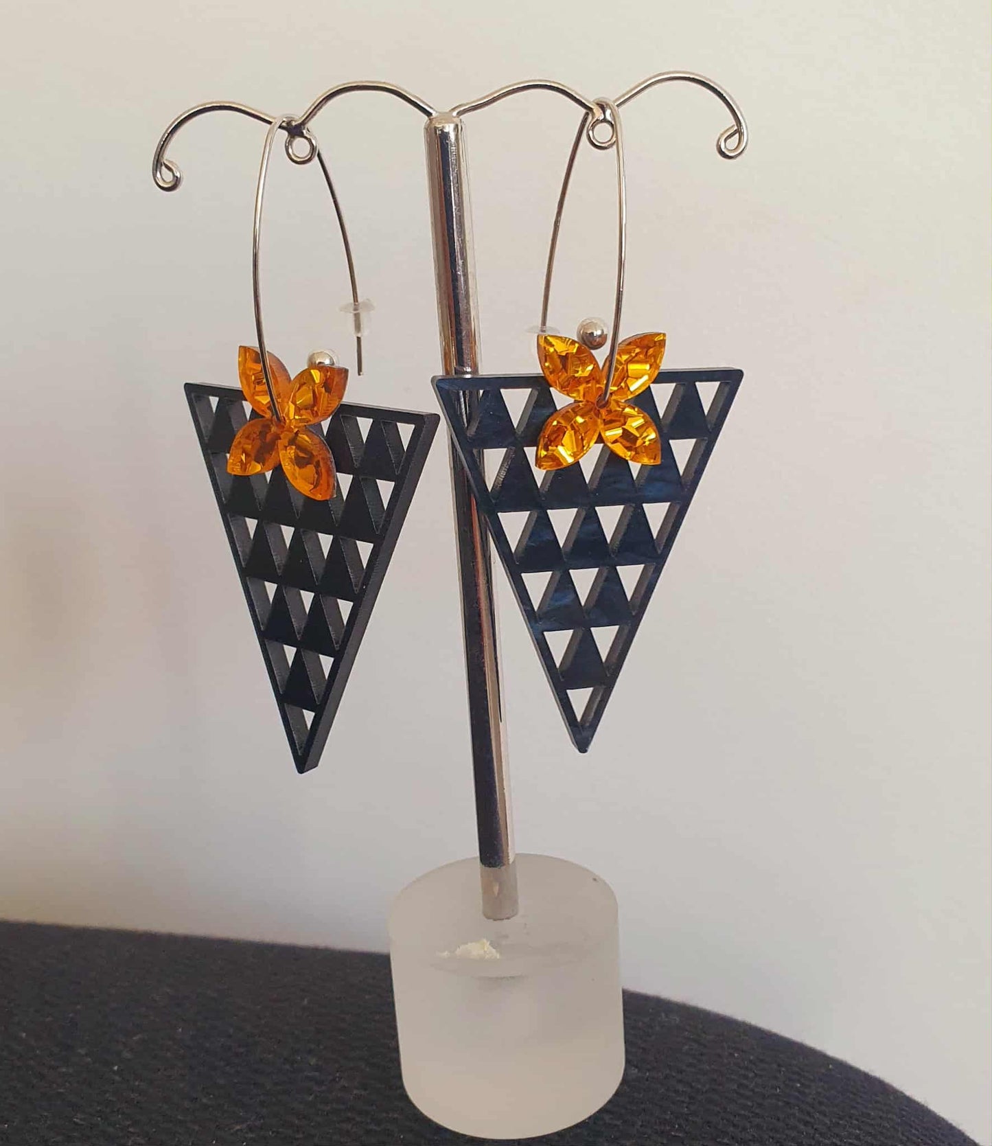 Triangle earrings. Island inspired pattern