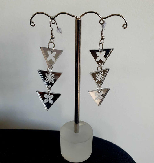 Triangle earrings. Island inspired pattern