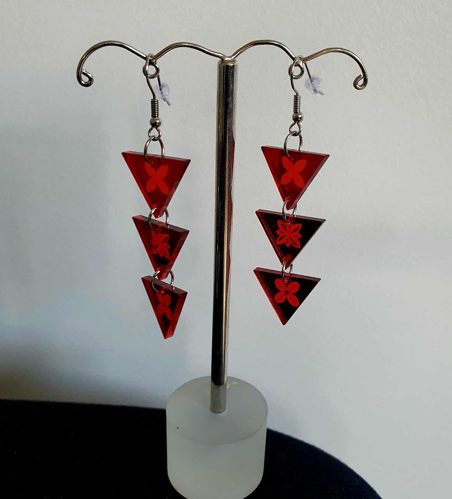 Triangle earrings. Island inspired pattern