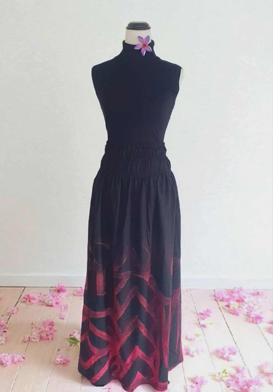 Hand-Printed Cotton A-Line Skirt