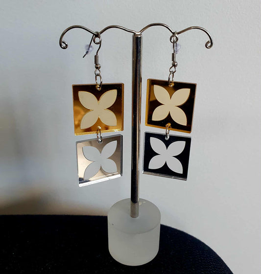 Two-Tier Square Earrings