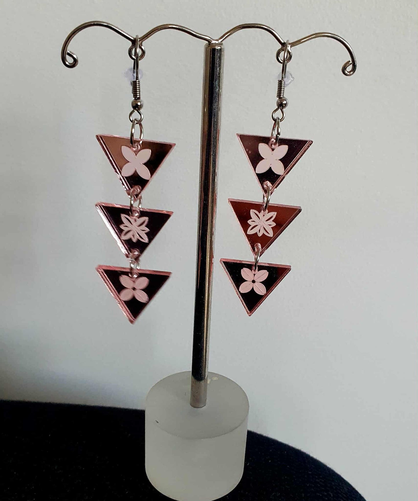 Triangle earrings. Island inspired pattern