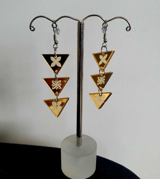 Triangle earrings. Island inspired pattern