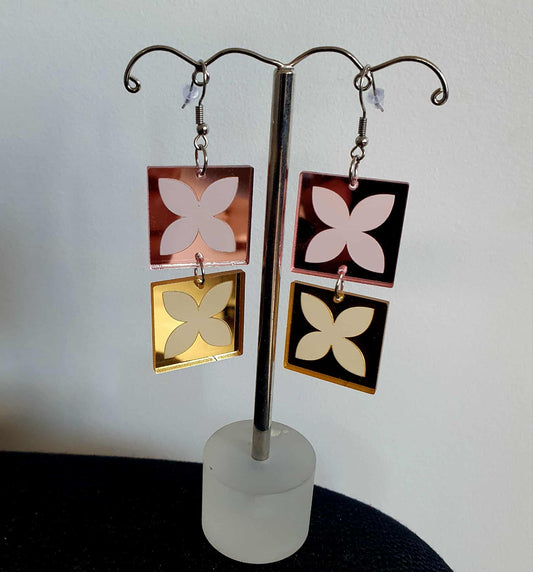 Two-Tier Square Earrings